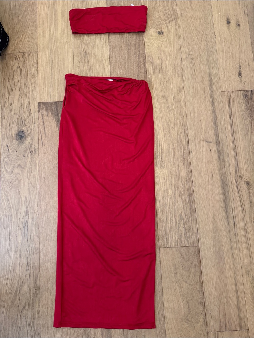 superdown Red Strapless Maxi Skirt